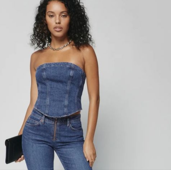 Macy strapless denim bustier top - Picture 2 of 5